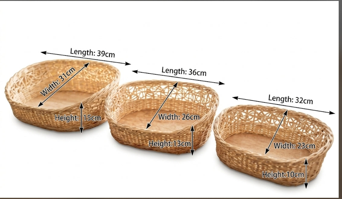 Rattan fruit bowl three pieces