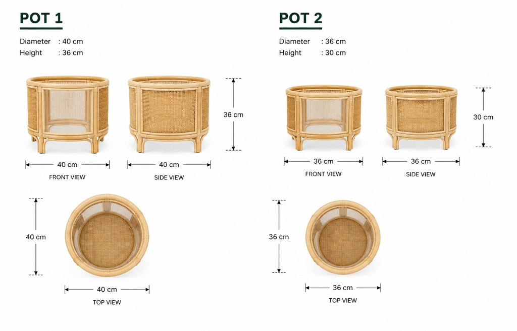 Rattan flower pot stand set