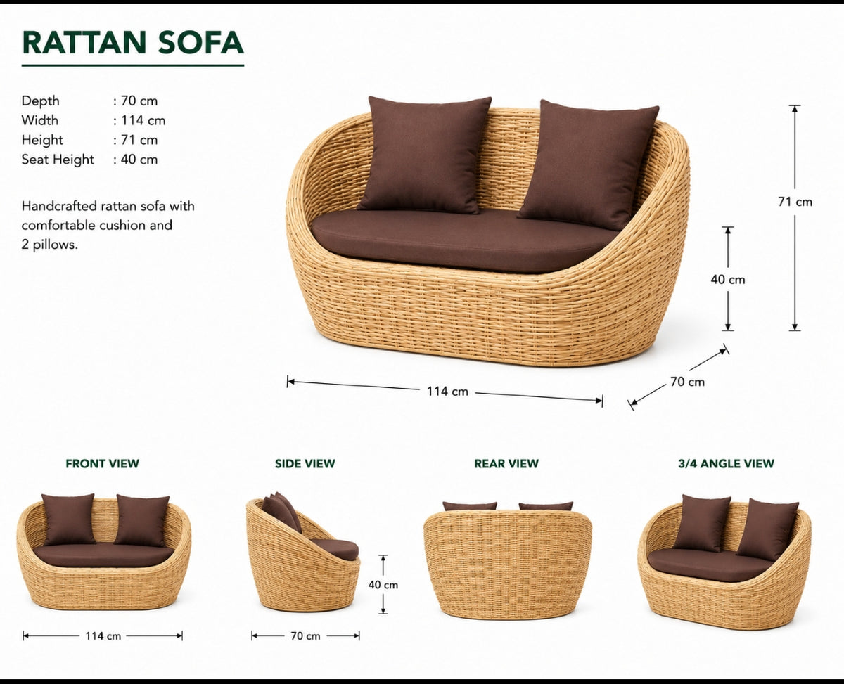 Nordiac style rattan sofa set
