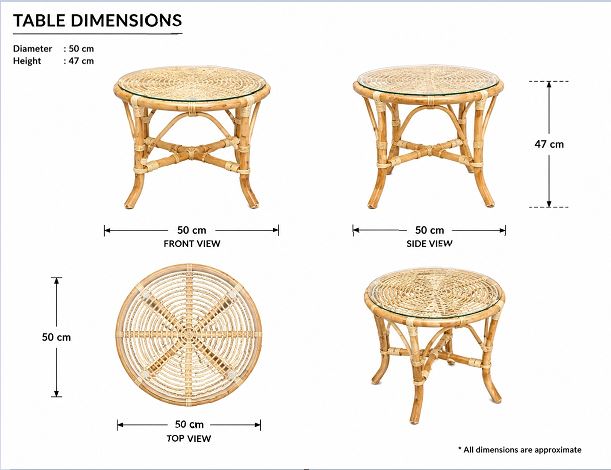 Two rattan chairs including tea table