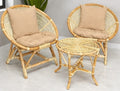 Two rattan chairs including tea table