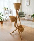 Standing rattan pot zigzag 3 with honey finish