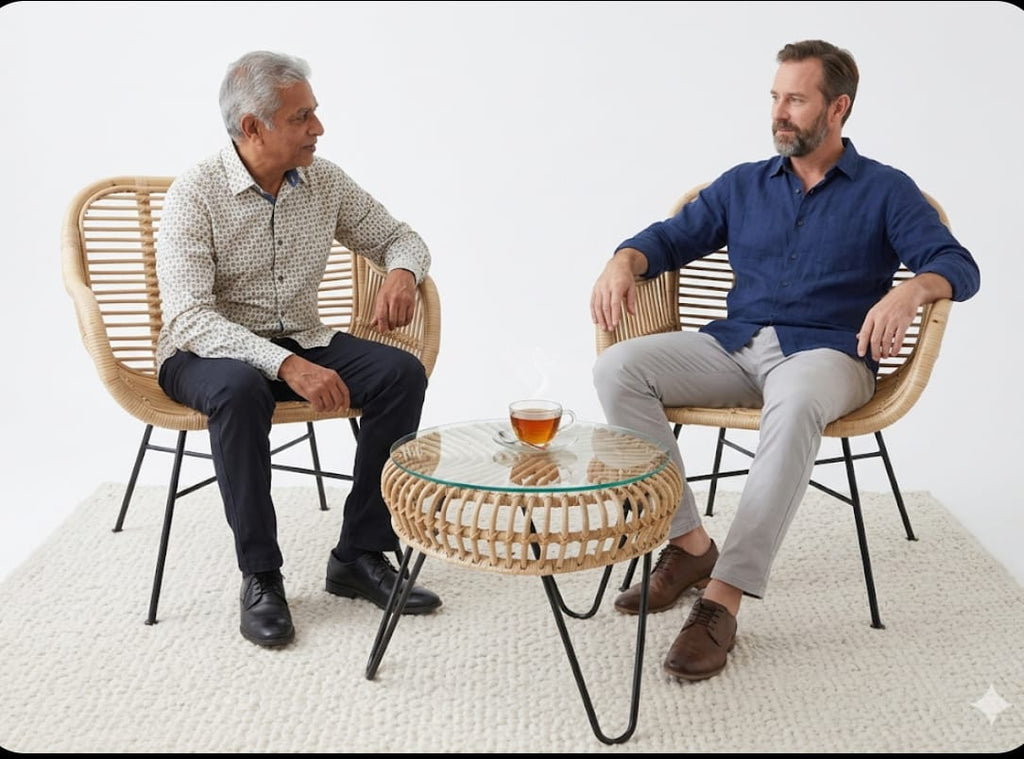 Koba type rattan chairs with tea table