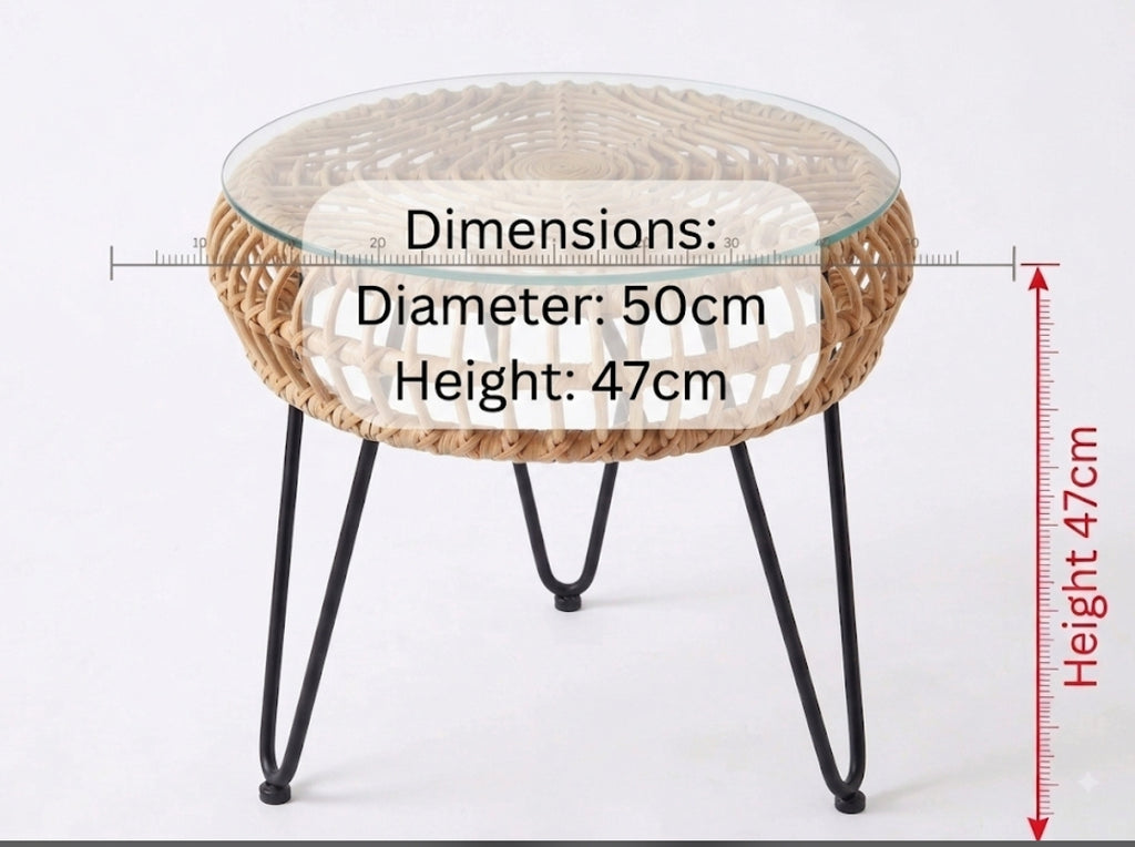 Koba type rattan chairs with tea table