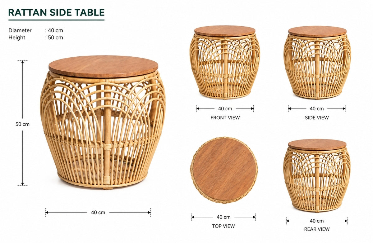 Rattan round coffee table